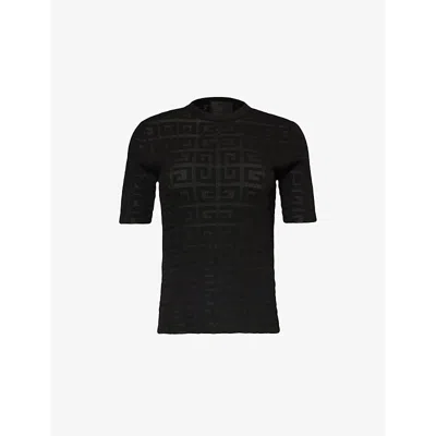 Givenchy Womens Black 4g Monogram-patterned Knitted T-shirt