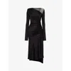 Givenchy Off-shoulder Asymmetric Midi Dress With Beaded Detail In Black