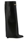 Givenchy Women Black Sandals With Logo Plaque On The Front And High Wedge Heel In Leather Woman In Black