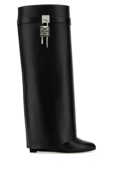 Givenchy Women Black Leather Shark Lock Boots