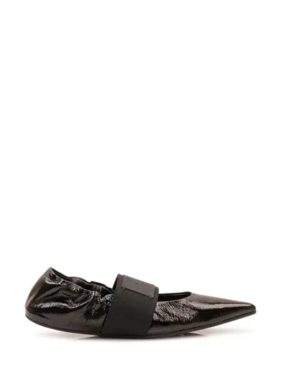 Givenchy Women Black Logo Ballet Flats In Brown