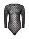 Givenchy Womens Monogram-print Long-sleeves Stretch-woven Body Black Silvery In Black