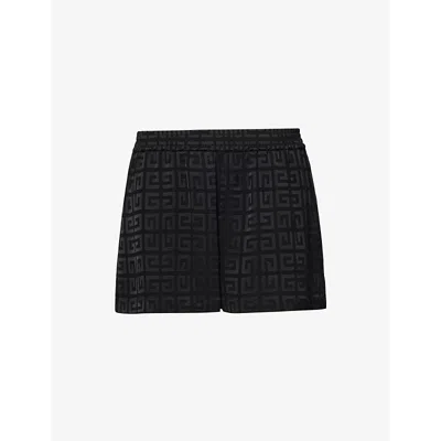 Givenchy Womens Black Logo-pattern Mid-rise Woven Shorts