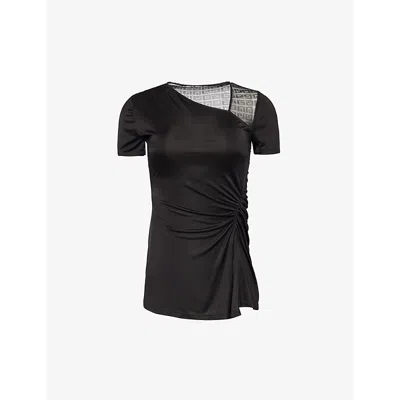 Givenchy 4g Mesh Draped Top In Black