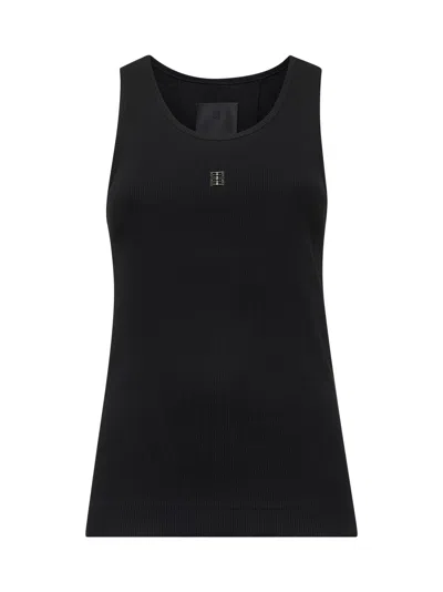Givenchy Women Black Ribbed Cotton 4g Detail Tank Top