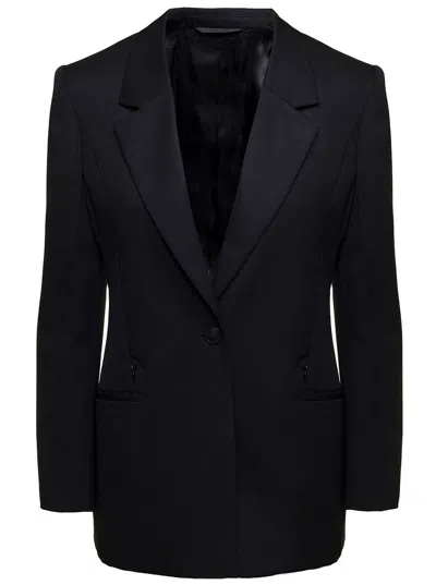 Givenchy Black Single-breasted Jacket With Notched Revers In Wool And Mohair Woman In Multicolor