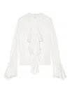 Givenchy Womens White V-neck Ruffle-trim Silk Blouse In White