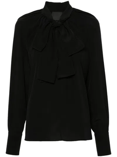 Givenchy Women Blouse With Knot Collar In Black