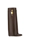 Givenchy Shark Lock Boots In Leather In Brown