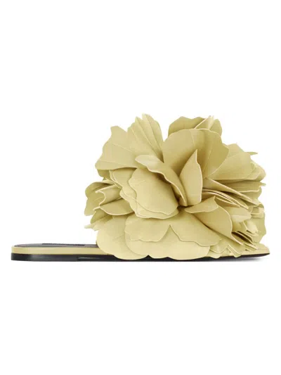 Givenchy Women's Boudoir Flat Mule Sandals In Leather With Petals In Multi