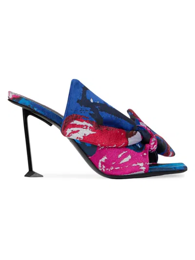 Givenchy Women's Boudoir Heeled Mules In Jacquard With Floral Print In Blue