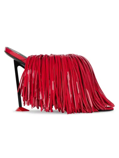 Givenchy Mules À Talons Boudoir En Cuir Vernis Avec Franges In Red