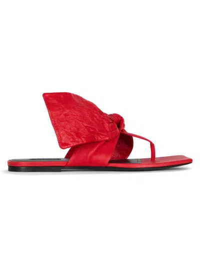 Givenchy Boudoir Bow Leather Flat Sandals In Burgundy