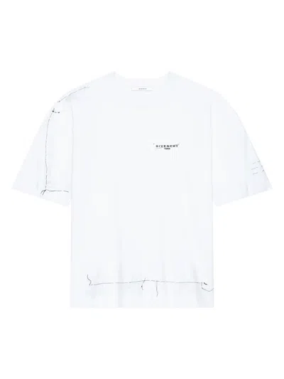 Givenchy Women's Boxy Fit T-shirt In Cotton With Trompe L'il Pattern In White
