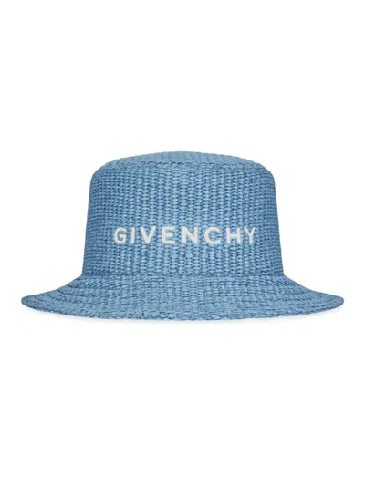 Givenchy Women's Bucket Hat In Raffia In Denim Blue