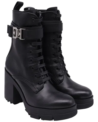 Givenchy Women's Calfskin Leather Terra Heeled Combat Boot (authentic Pre-  Loved) In Black