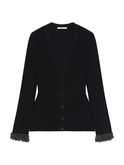 Givenchy Women's Cardigan In Knit With Embroidered Pearls In Black