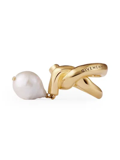 Givenchy Women's Chain Link Ring In Metal And Pearl In Gold