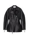 Givenchy Leather Cocoon Waisted Biker Jacket In Black