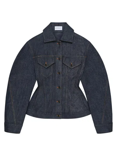 Givenchy Cinched Jacket In Raw Denim In Blue