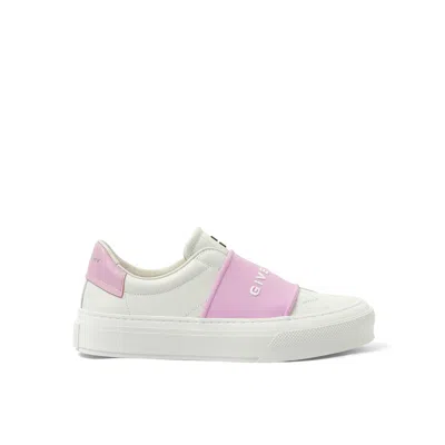 Givenchy Women's City Sport Elastic Band Sneakers In White/pink