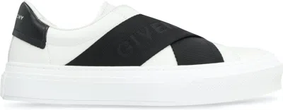 Givenchy City Sport Sneakers In Leather With Double Webbing Strap In White
