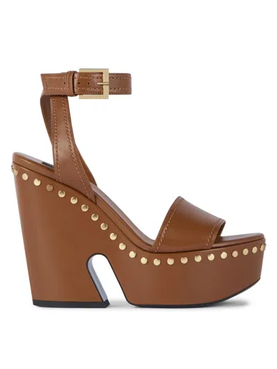 Givenchy Clog Platform Sandals In Leather With Studs Detail In Brown