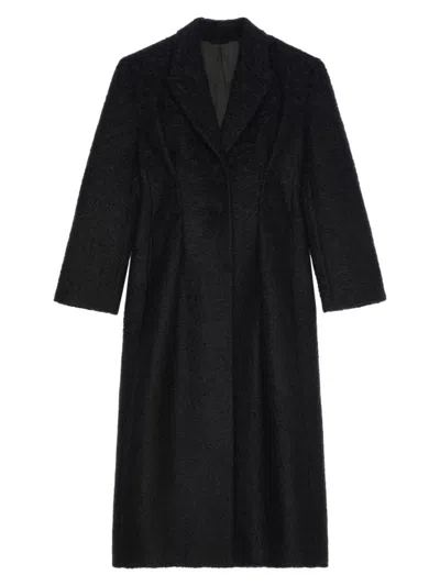 Givenchy Women's Coat With Buttons In Curly Wool And Mohair In Black