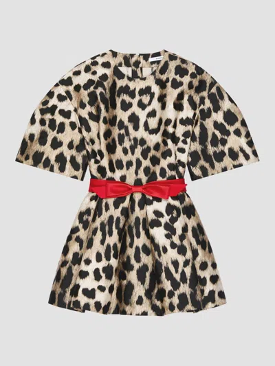 Givenchy Women's Cocoon Mini Dress In Leopard Jacquard In Brown