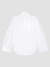 Givenchy Bow Neck Cotton-poplin Button-down Shirt In White