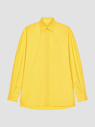 Givenchy Women's Cocoon Shirt In Poplin With Paris Embroidery In Yellow