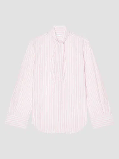 Givenchy Women's Cocoon Striped Shirt In Poplin With Bow In Pink