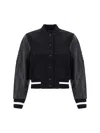 Givenchy Wool Blend Parka With Leather Sleeves And Iconic Branding In Black