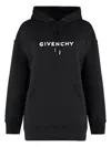 Givenchy Flocked Logo Hoodie With Drawstring Hood In Black