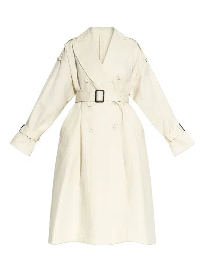 Givenchy Womens Double-breasted Belted Double Cotton-twill Trench Coat Ivory In White