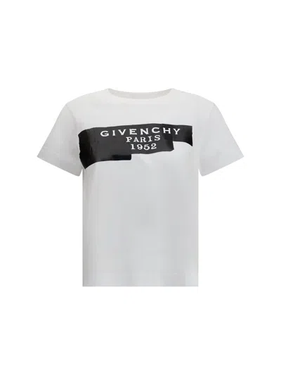 GIVENCHY GIVENCHY WOMEN COTTON T-SHIRT WITH PRINT BLACK GIVENCHY TAPE