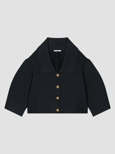 Givenchy Women's Cropped Cocoon Jacket In Compact Knit In Black