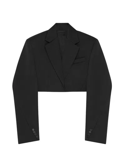 Givenchy Women's Cropped Cocoon Jacket In Wool In Black