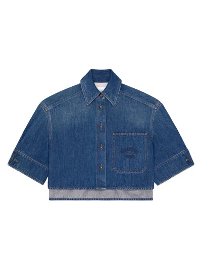 Givenchy Cropped Cocoon Shirt In Medium Denim Clothing In Blue