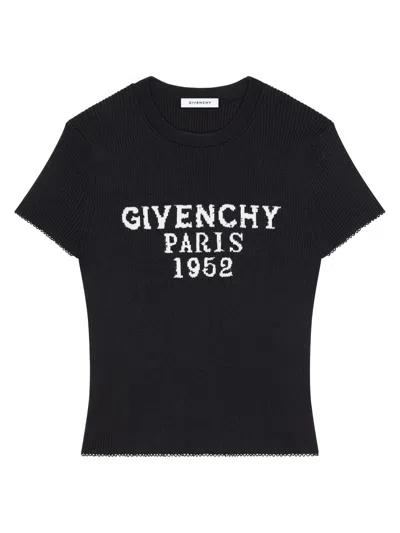 Givenchy Women's Cropped Knitted Top With  Paris 1952 In Black