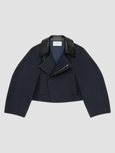 Givenchy Women's Cropped Peacoat In Cotton And Wool In Blue