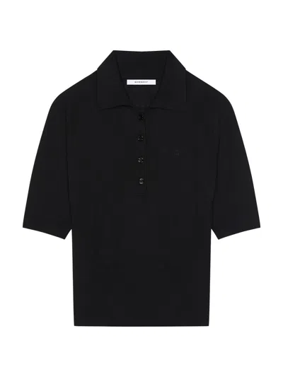 Givenchy Women's Cropped Polo In Second Skin Effect Knit In Black