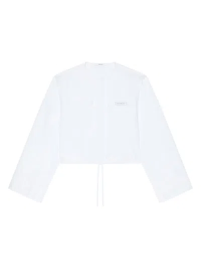 Givenchy Women's Cropped Shirt In Poplin With Patch In White