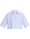 Givenchy Cropped Cotton Shirt With Embroidered Logo In Blue