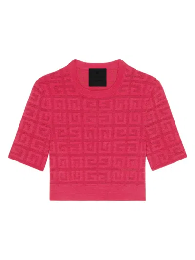 Givenchy Women's Cropped Sweater In 4g Jacquard In Raspberry