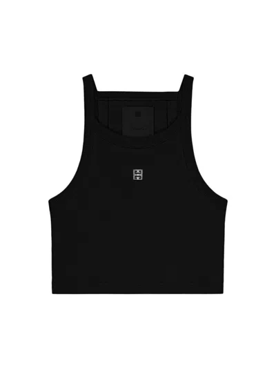 Givenchy Women's Cropped Tank Top In Cotton With 4g Detail In Black