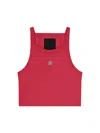 Givenchy Women's Cropped Tank Top In Cotton With 4g Detail In Raspberry