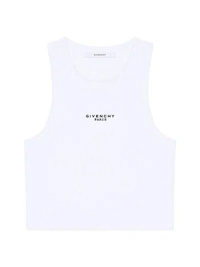 Givenchy Women's Cropped Tank Top In Cotton With Paris Print In White