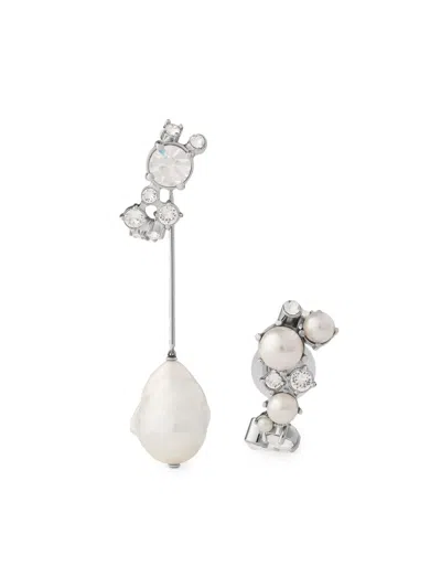 Givenchy Women's Crystal Pearl Asymmetric Earrings In Metal, Crystals And Pearls