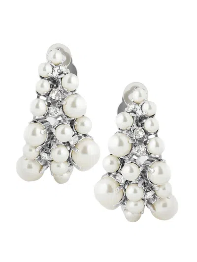 Givenchy Women's Crystal Pearl Clip Earrings In Metal In Silver